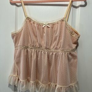 ROMWE Blush Lace Trim Cami Top